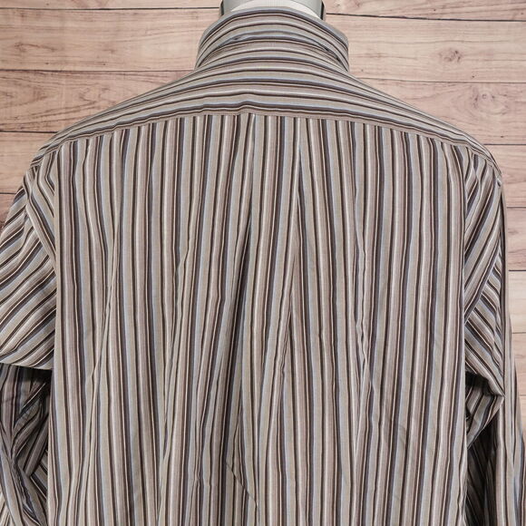 ROUNDTREE & YORKE CLASSICS LONG SLEEVE STRIPED BUTTON DOWN SHIRT MENS SZ L - Picture 5 of 7